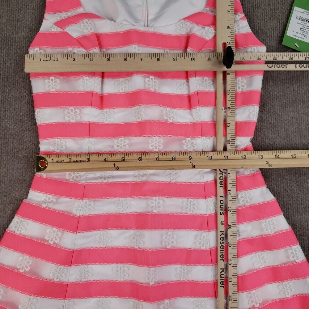 Lilly‎ Pulitzer Joslin Dress Size 0 Pink White Flutter Ribbon Floral Striped - Picture 5 of 16